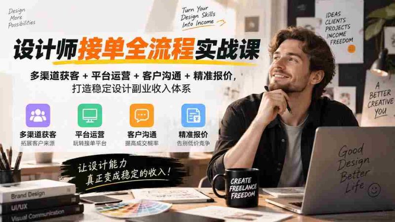 实战解析:设计师订单全链路攻略——无版权水印版,全面掌握多途径吸客、平台经营、沟通技巧与精准报价,构建稳固的设计兼职盈利结构-OG资源站