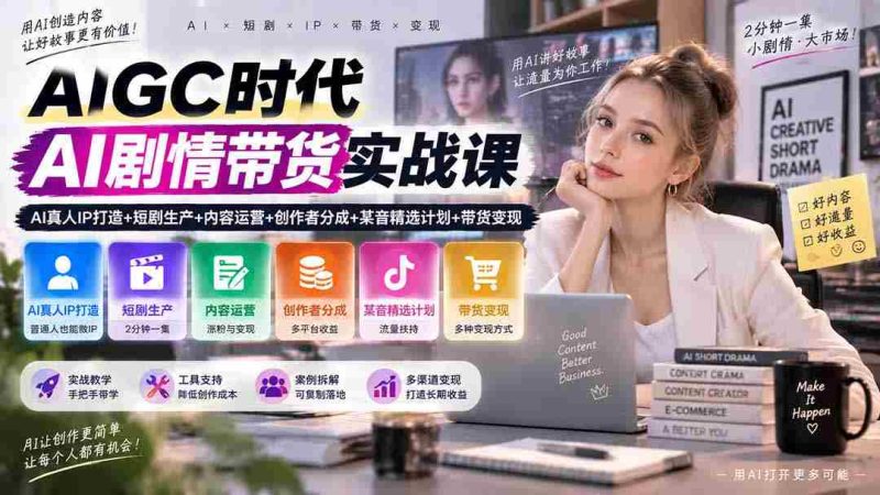 AI内容创作新纪元：真人IP塑造与短剧制作攻略，深度解析内容运营与创作者收益分享，揭秘抖音精选计划与带货盈利之道-OG资源站