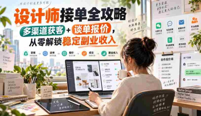 设计师副业秘籍:零水印设计订单攻略,多途径吸客谈价,开启稳定副业收入之路-OG资源站