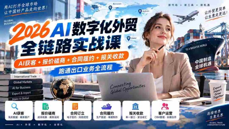 2026AI赋能外贸数字化实操培训:从AI获客到报关收款,一网打尽出口业务全环节-OG资源站