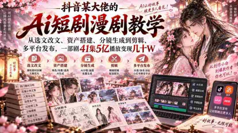 揭秘抖音AI剧作大师:从剧本改编到多平台发布,41集剧集5亿播放量,轻松变现数万元-OG资源站