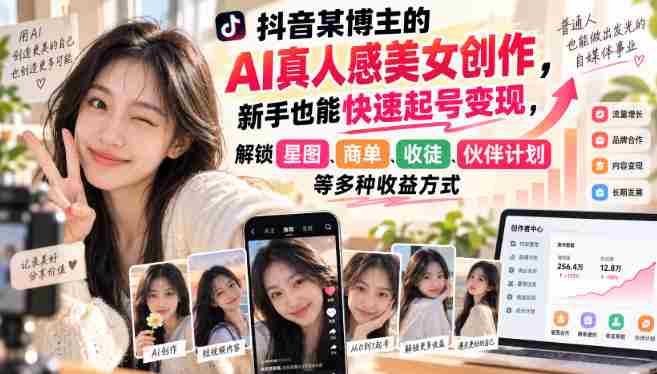 短视频达人用AI打造逼真美女形象,初学者轻松赚钱,解锁多元盈利路径-OG资源站