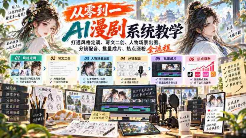 探索AI助手的神奇之旅：零基础打造个人漫剧，涵盖风格塑造、剧本创作、角色场景绘制、镜头剪辑、配音制作及热门话题引流全攻略-OG资源站