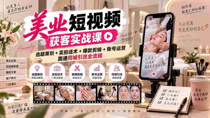短视频美业吸粉攻略:揭秘无水印内容制作,从选题到运营,一站式掌握同城引流技巧-OG资源站