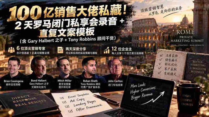 独家揭秘：千亿销售额巨头珍藏版！罗马闭门会两天精华录音+高转化文案秘籍【双语字幕版-OG资源站