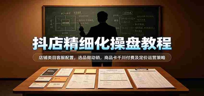 抖店精细化操盘教程:店铺类目客服配置,选品做动销,商品卡千川付费及定价运营策略-OG资源站