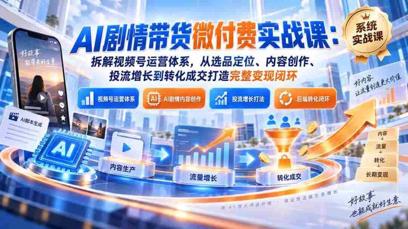 揭秘视频号AI剧情带货攻略：全方位解析选品策略、创意内容制作、精准投放技巧及转化策略，助你打造高效变现全链条-OG资源站