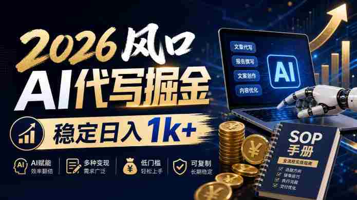 2026年AI创作浪潮下,日赚千金不是梦,独家SOP指南助力,让AI文案变现成为现实,紧跟时代潮流!-OG资源站