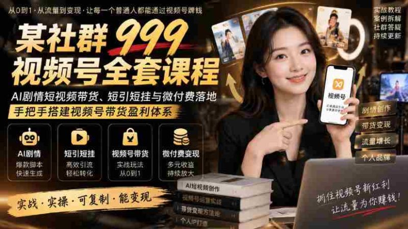 全新社群视频号教程大放送:AI剧本短视频带货策略,轻松实现短链高收益,实操搭建视频号盈利模式-OG资源站