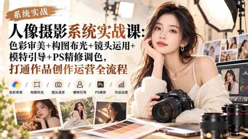 解锁人像摄影秘籍：从色彩美学到后期处理，全方位实战课程，助你创作运营一臂之力-OG资源站