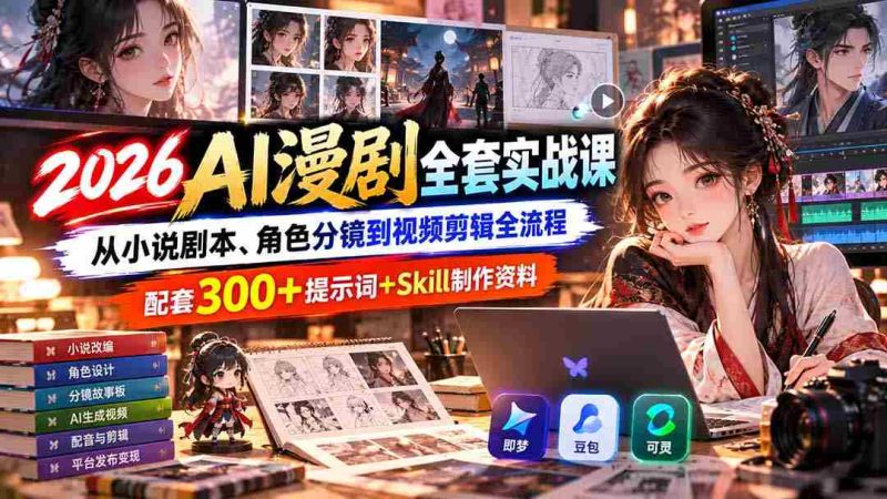 2026年AI动画剧集制作大揭秘:涵盖从小说改编、角色设计与镜头调度至视频剪辑的全过程指南,附赠300余个关键词与Skill制作资源礼包-OG资源站
