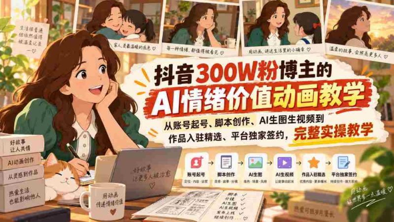 揭秘抖音百万粉丝大V的AI情绪动画攻略:从账号孵化到独家签约,全方位实操教程!-OG资源站