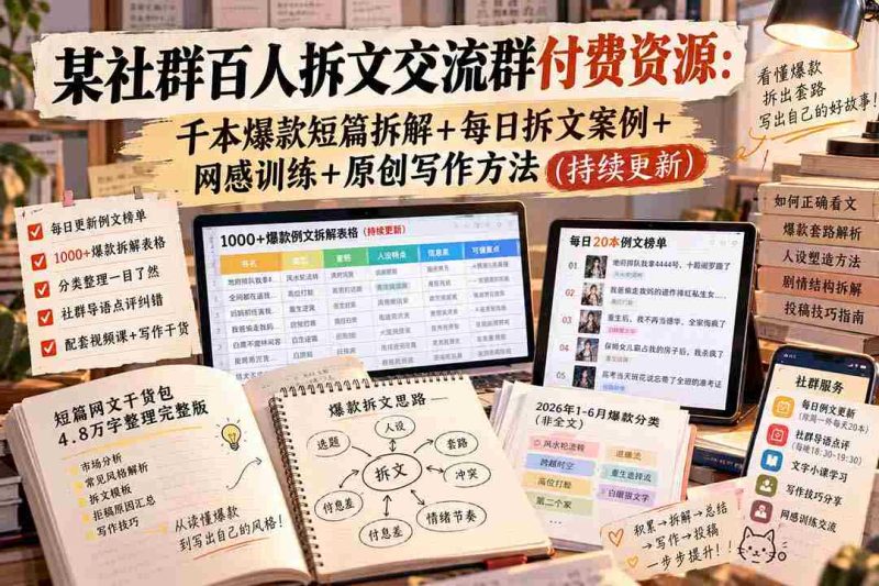 独家社群：千人互动拆文大家庭，解锁千篇爆款短文秘籍，日日案例分享，强化网感，掌握原创写作技巧（不断升级）-OG资源站