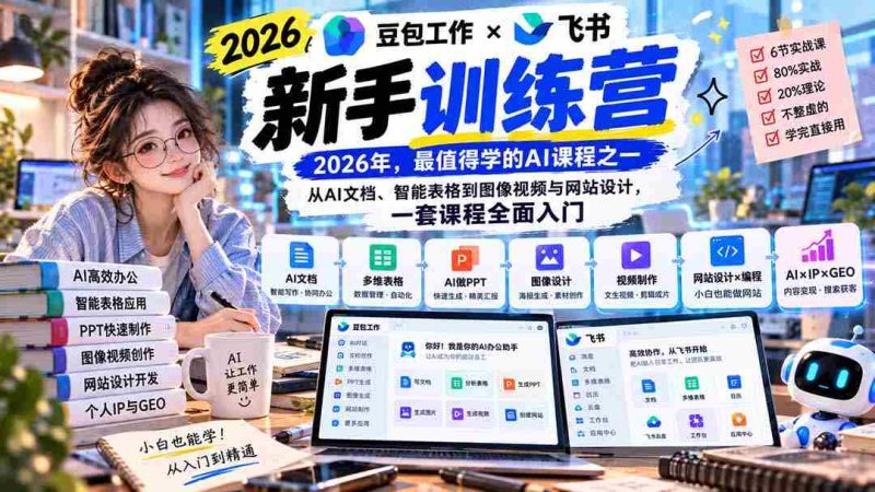 2026豆包职场启航,飞书新手特训营9月新篇章:AI文档、智能表格,图像视频,网站设计,一站式课程助你轻松入门-OG资源站