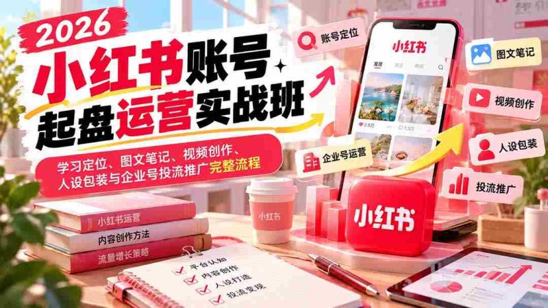 2026年小红书实战训练营:从账号搭建到内容运营,全面解锁图文、视频制作与品牌推广之道-OG资源站
