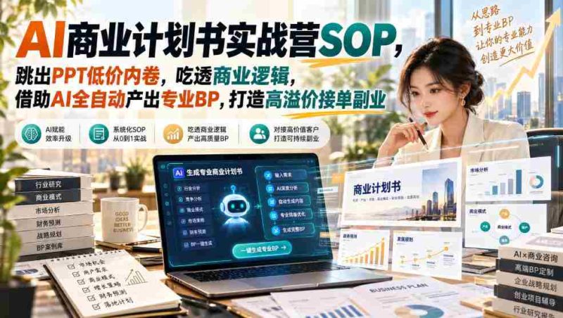 零水印】AI商业计划书实战课程,告别PPT低廉竞争,深度解析商业策略,利用AI技术高效生成专业BP,构建高价值兼职业务-OG资源站