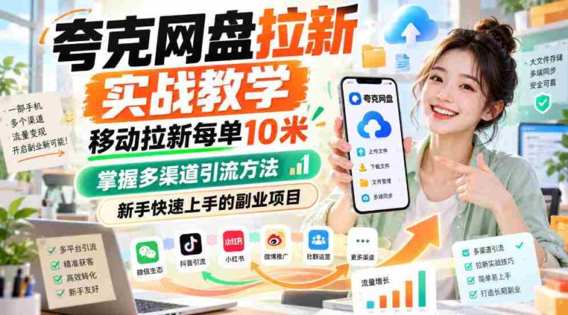 揭秘夸克网盘拉新攻略：移动端每单收益高达10元，多渠道引流技巧，新手副业轻松入门-OG资源站