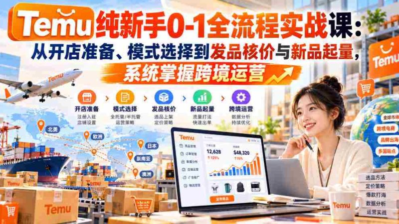 零基础直达】Temu实战教程:开店筹备、模式挑选、定价策略与新品推广,全面解锁跨境电商运营技巧-OG资源站