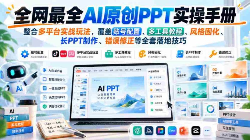 AI创意PPT制作大全：囊括各大平台实战攻略，揭秘账号设置、多工具运用、风格塑造、长PPT制作与故障排除等实用技巧-OG资源站