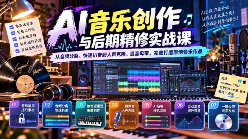 探索AI音乐创作技巧：音频处理、扒带速成、人声复制与母带混音，全方位打造独树一帜的原创乐章-OG资源站