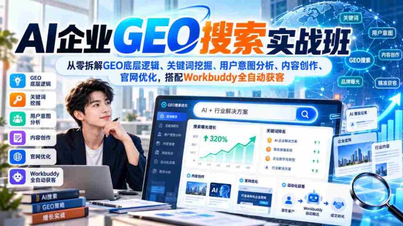 解码GEO搜索精髓:AI实战培训全面解析关键词、用户需求与内容策略,Workbuddy助力高效获客-OG资源站
