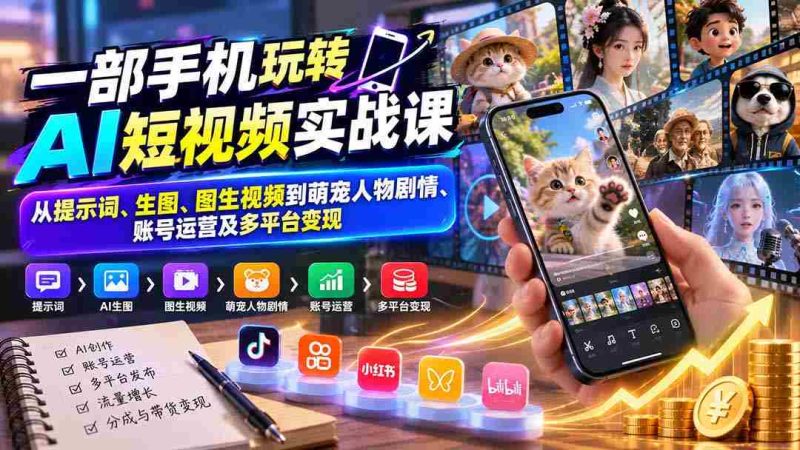 轻松掌握AI短视频创作秘诀:从关键词到萌宠剧情,全方位解析手机运营与多渠道盈利-OG资源站