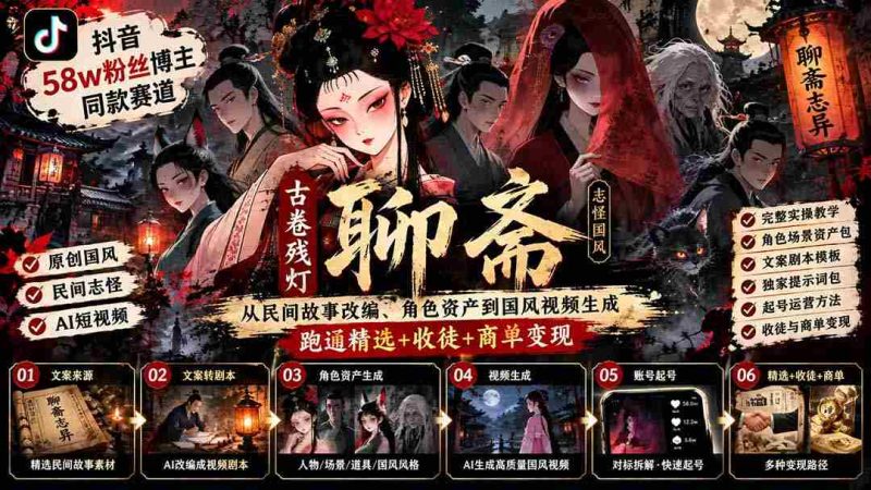 揭秘抖音热门博主58万粉丝背后的秘密:古风赛道揭秘,从民间传说改编到国风视频制作,探索精选内容、徒弟招募与商业合作盈利之道-OG资源站