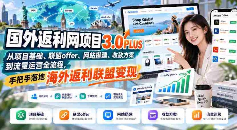 全球返利平台3.0PLUS全解析:涵盖项目起点、合作优惠、搭建攻略、支付策略及流量推广,一站式实现海外联盟收益变现-OG资源站