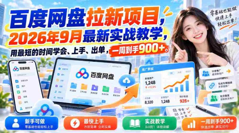 探索百度网盘新用户招募策略:2026年秋季实战教程,速成技巧助你快速操作盈利,一周收益突破900元-OG资源站