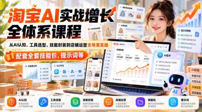 深度解析淘宝AI实战课程:涵盖认知提升、工具选择、技能构建及店铺运营全方位实战,附赠完整技能库与提示词指导-OG资源站