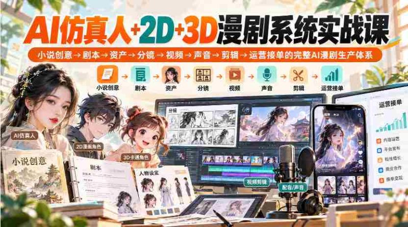 零水印】人工智能打造仿真人,2D与3D动画一网打尽,从小说灵感到运营接单,全链路AI漫剧制作流程深度教学-OG资源站