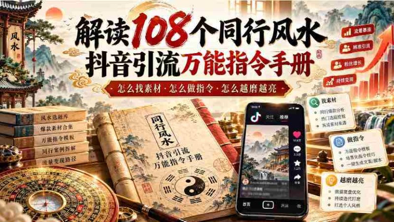 揭秘108招抖音风水引流秘籍:素材搜集攻略、指令制作技巧,让你的内容光芒四射【手册-OG资源站