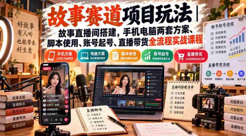 探索故事直播奥秘:全方位实战指南,手机电脑双管齐下,揭秘脚本技巧与账号运营,一网打尽直播带货全链路策略-OG资源站