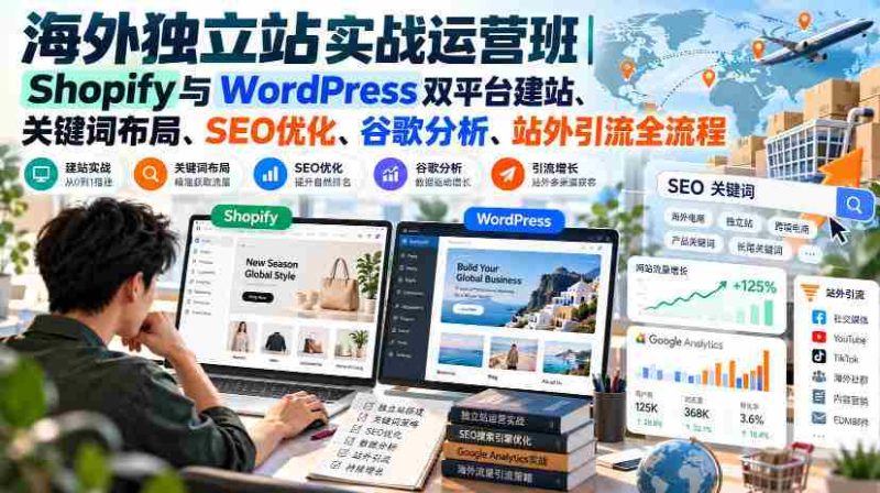 海外独立站实战运营班|Shopify与WordPress双平台建站、关键词布局、SEO优化、谷歌分析、站外引流全流程-OG资源站