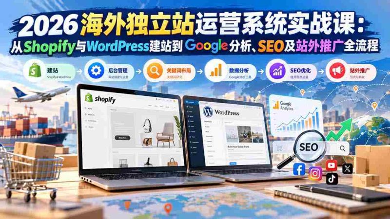 2026海外独立站运营系统实战课:从Shopify与WordPress建站到Google分析、SEO及站外推广全流程-OG资源站