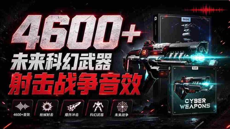 独家音效盛宴！超4600款前沿科幻武器射击战声素材包，全面汉化呈现——Boom Library的《Cyber W》音效库-OG资源站