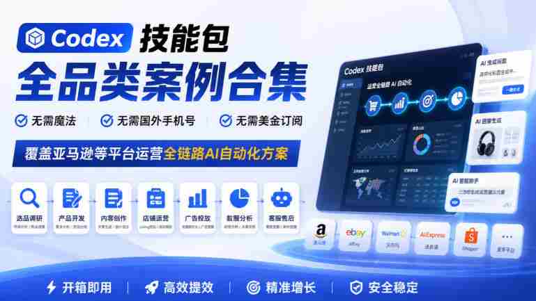 全方位Codex技能包案例汇编:轻松驾驭亚马逊等平台,一键实现全链路AI自动化,无需魔法、外卡、美元订阅-OG资源站