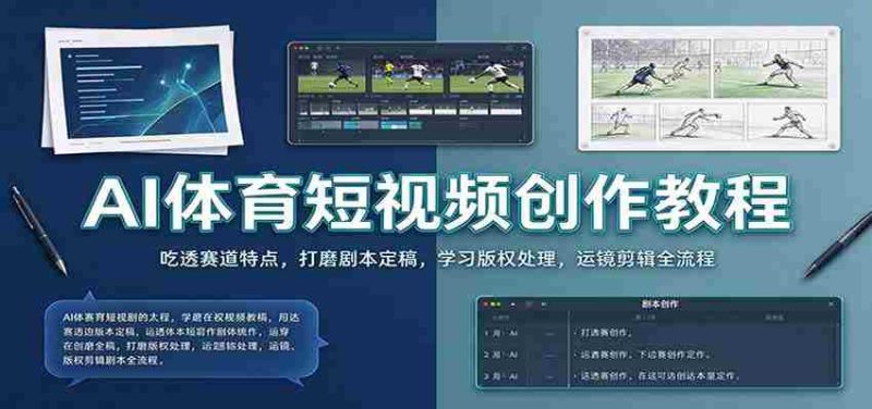 AI体育短视频创作教程：吃透赛道特点，打磨剧本定稿，学习版权处理，运镜剪辑全流程-OG资源站