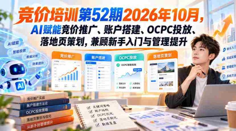 2026年10月第52期无水印竞价培训:AI助力,全面掌握推广、账户构建、OCPC投放与落地页设计,新手进阶与高手提升两不误-OG资源站