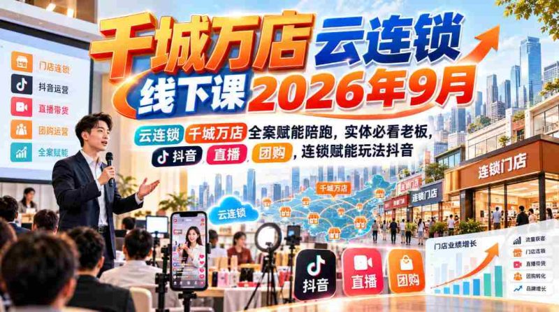 2026年9月千城万店云连锁盛大启航，线上线下课程赋能全面升级，实体老板必学！抖音直播、团购，揭秘云连锁运营精髓-OG资源站
