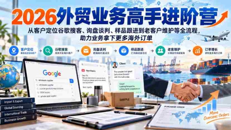 2026外贸精英提升班:掌握谷歌客户搜寻、询盘沟通、样品追踪至老客维护全技能,助你海外订单滚滚来-OG资源站