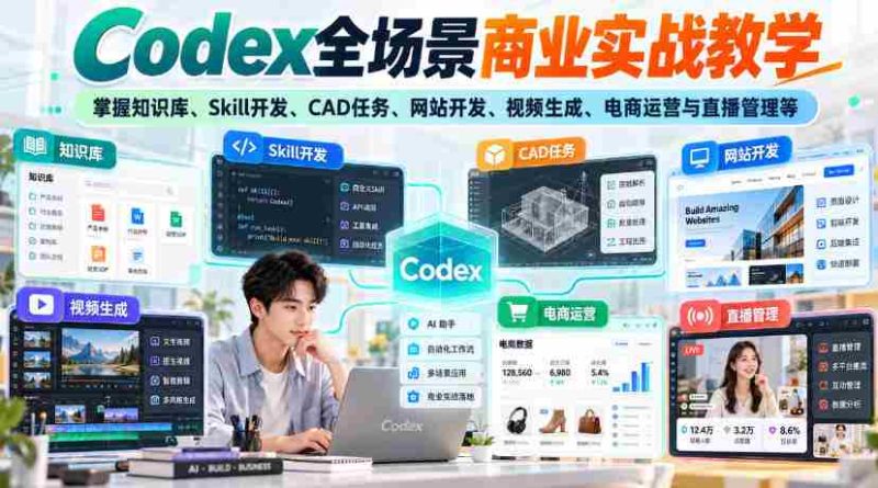解锁商业实战！Codex全攻略：知识库、Skill开发、CAD操作、网站搭建、视频制作、电商运营及直播技巧一网打尽-OG资源站