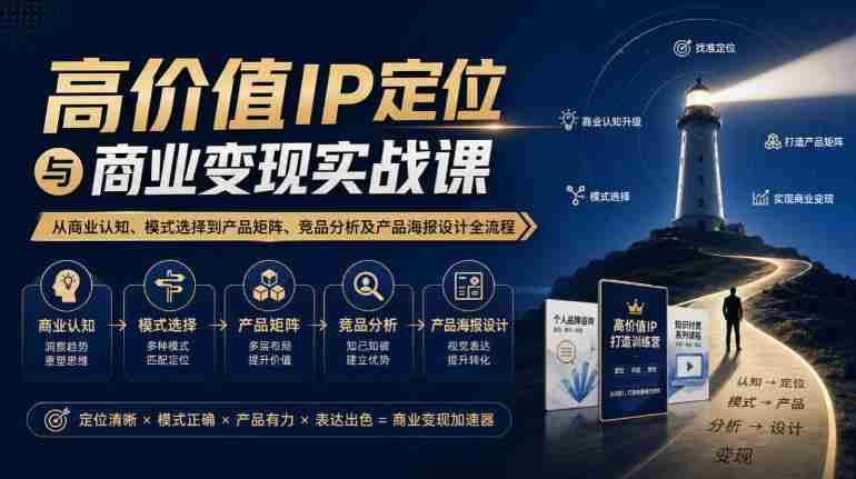 【无水印】高价值IP定位与商业变现实战课，从商业认知、模式选择到产品矩阵、竞品分析及产品海报设计全流程-OG资源站