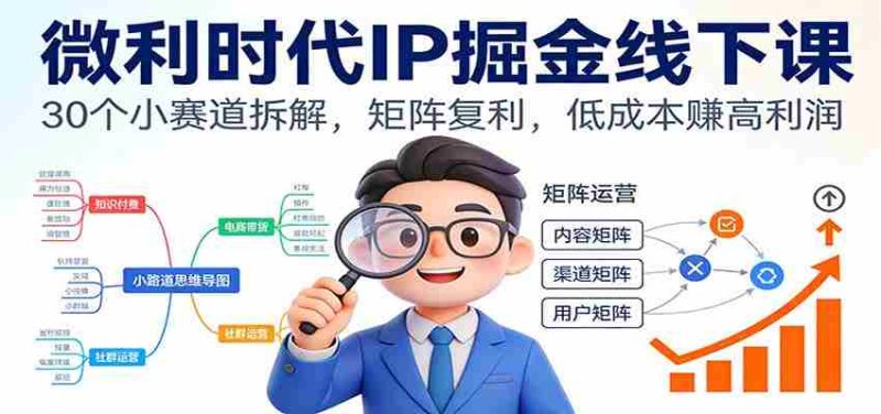 微利时代IP掘金线下课：30个小赛道拆解，矩阵复利，低成本赚高利润-OG资源站