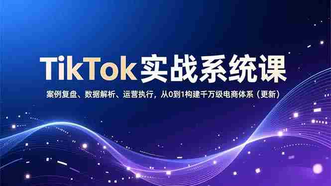 （16918期）TikTok实战系统课，案例复盘、数据解析、运营执行，从0到1构建千万级电商体系（更新）-OG资源站