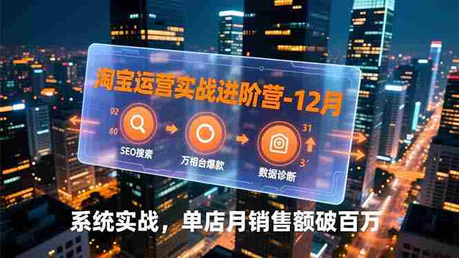 （16974期）淘宝运营实战进阶营-12月：SEO搜索、万相台爆款、数据诊断，系统实战，单店月销售额破百万-OG资源站