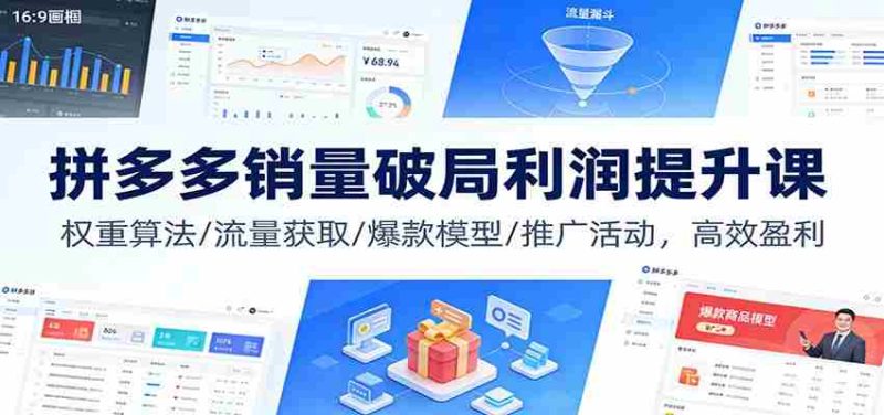 拼多多销量破局利润提升课：权重算法/流量获取/爆款模型/推广活动，高效盈利-OG资源站