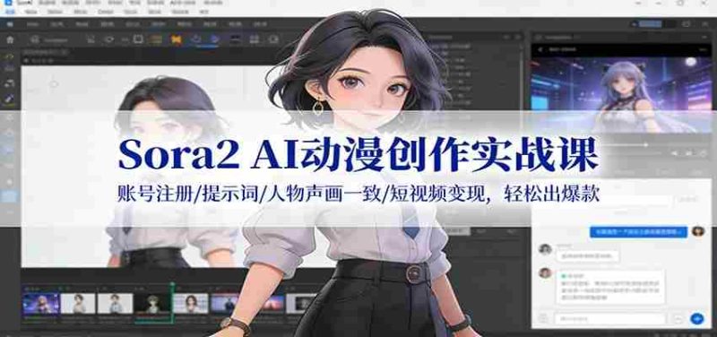 Sora2 AI动漫创作实战课:账号注册/提示词/人物声画一致/短视频变现,轻松出爆款-OG资源站