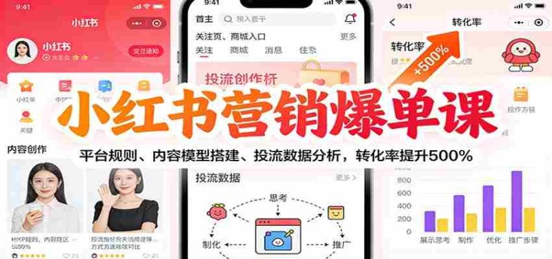 小红书营销爆单课:平台规则、内容模型搭建、投流数据分析,转化率提升500%-OG资源站