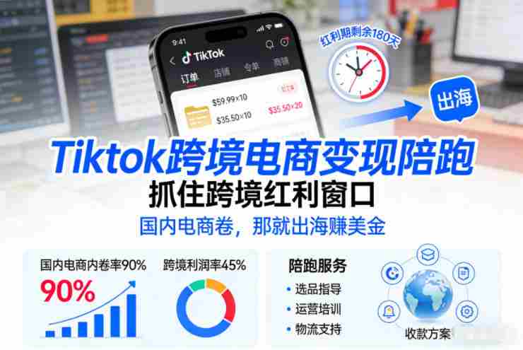 Tiktok跨境电商变现陪跑,抓住跨境红利窗口,国内电商卷,那就出海賺美金-OG资源站